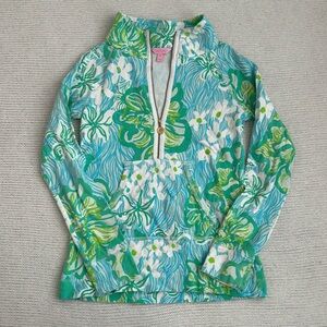 Lilly Pulitzer Cotton Floral Quarter Zip Pullover Size XS